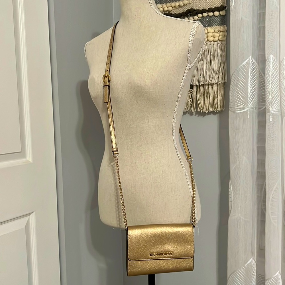 Michael kors gold metallic crossbody bag